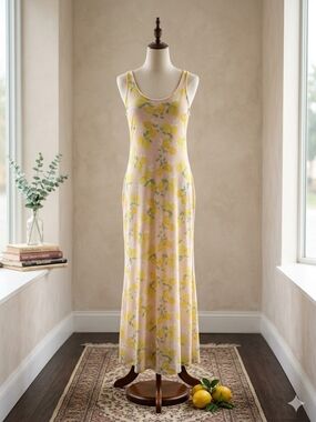 See You Monday Pink Lemon-Print Maxi Dress